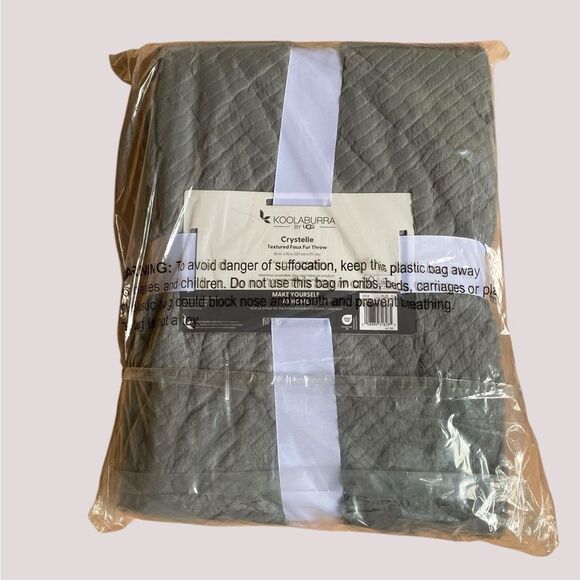 NEW Koolaburra by UGG Crystelle Faux Fur Throw in Wild Dove 50"x70" Cold Weather - Picture 6 of 10